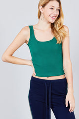 Double Scoop Neck Rib Tank Top
