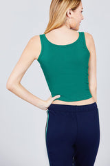 Double Scoop Neck Rib Tank Top