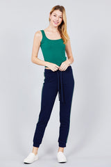 Double Scoop Neck Rib Tank Top