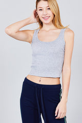 Double Scoop Neck Rib Tank Top