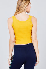 Double Scoop Neck Rib Tank Top