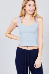 Double Scoop Neck Rib Tank Top