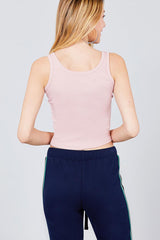 Double Scoop Neck Rib Tank Top