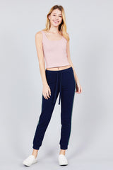 Double Scoop Neck Rib Tank Top