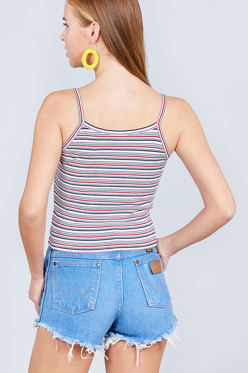 Multi Stripe Rib Cami Crop Top