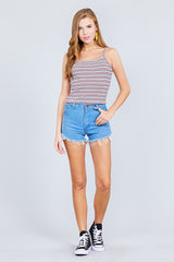 Multi Stripe Rib Cami Crop Top