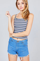 Multi Stripe Rib Cami Crop Top