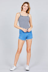 Multi Stripe Rib Cami Crop Top