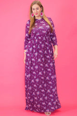Striped Floral Print Maxi Dress In A Relaxed Fit And Flare Style With A Wrapped V-neck, Short Sleeves, Side Pockets And Waist Tie Belt