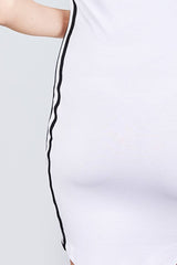 Sleeveless W/side Stripe Drawstring Hoodie Cotton Rayon Spandex Mini Dress