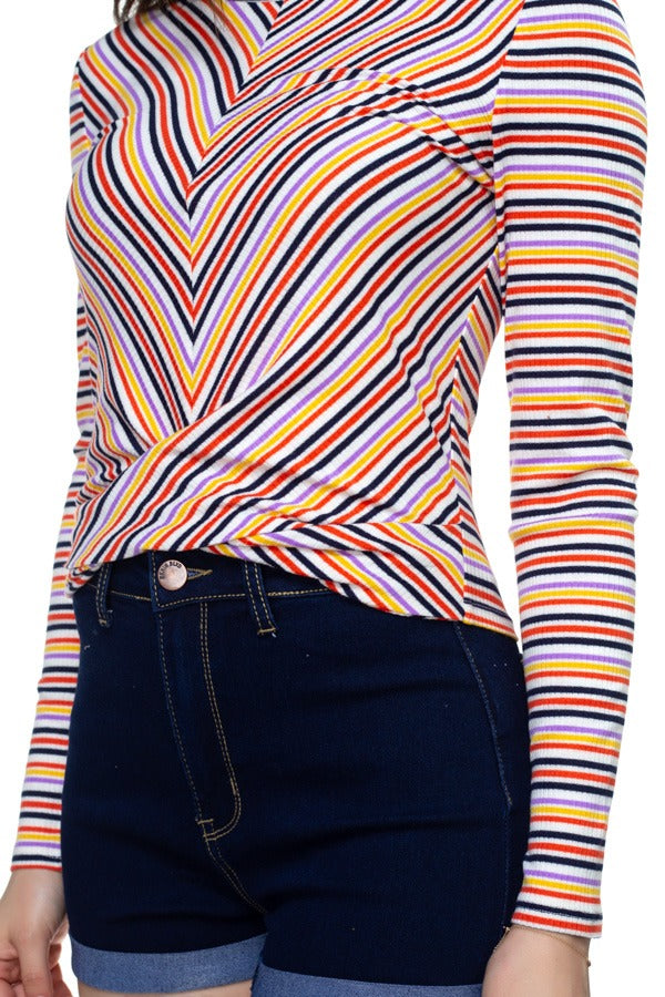 Stripe Twist Long Sleeve Shirt
