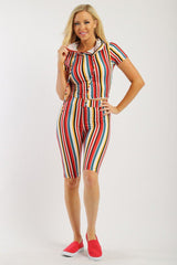 Striped, Two Piece Top And Short Set