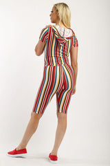 Striped, Two Piece Top And Short Set