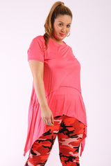 Solid Knit, Tunic Top In An Oversized Fit With A Round Neckline,short Sleeves, And Asymmetrical Hem