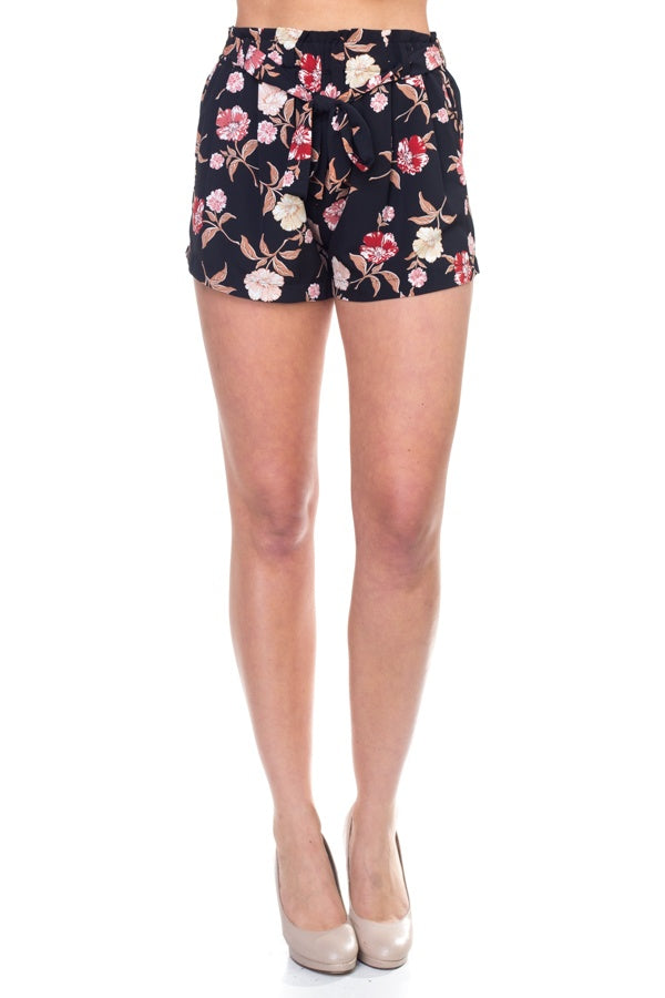 Floral Belted Mini Shorts