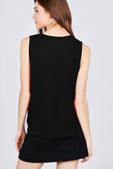 Sleeveless V-neck Woven Top