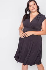 Plus Size  Pleat Accordion Fit & Flair Dress