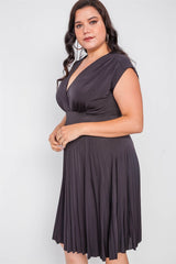 Plus Size  Pleat Accordion Fit & Flair Dress