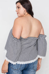 Plus Size Gingham Off-the-shoulder Top