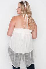 Plus Size Smocked Combo Mesh Top