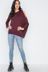 Asymmetrical Hem Seamed Sweater