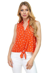 Floral Ditsy Knotted Sleeveless Top