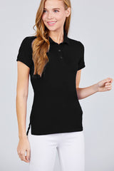 Classic Pique Spandex Polo Top