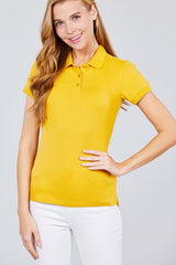 Classic Pique Spandex Polo Top