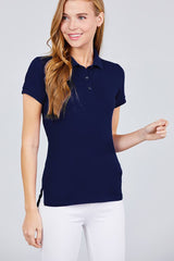 Classic Pique Spandex Polo Top