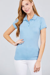 Classic Pique Spandex Polo Top
