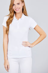 Classic Pique Spandex Polo Top