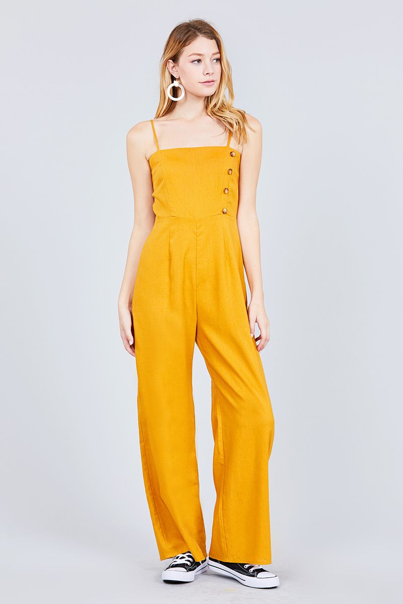 Button Down Cami Linen Jumpsuit