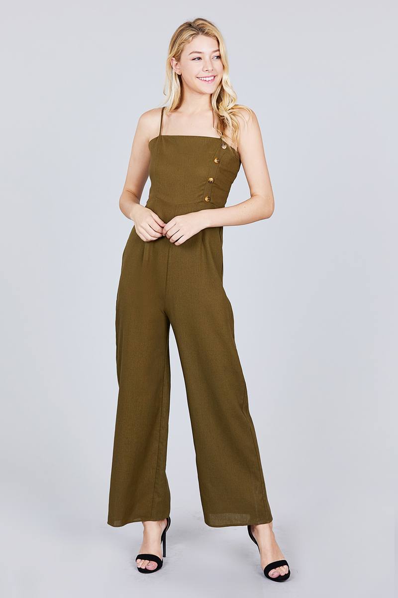 Button Down Cami Linen Jumpsuit