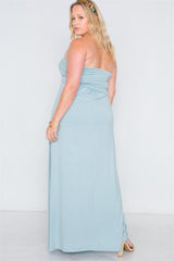 Plus Size Solid Strapless Maxi Tube Dress