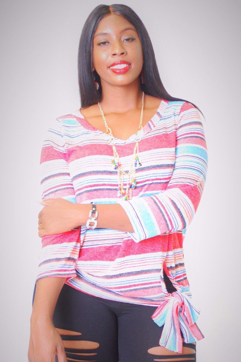 Striped, Waist Length Top