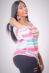 Striped, Waist Length Top