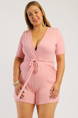 Solid, Short Sleeve Romper