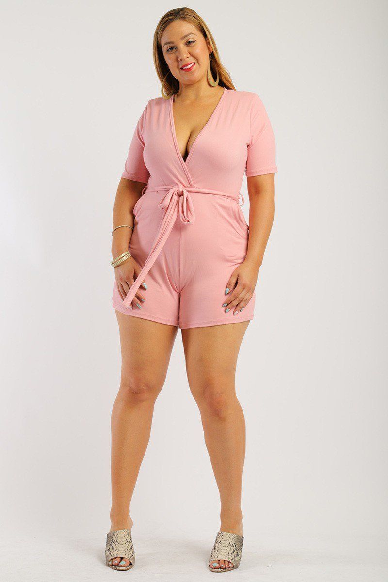Solid, Short Sleeve Romper