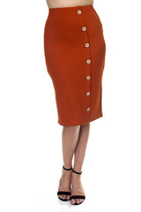 Coconut Button Down Ribbed Skirt