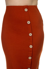 Coconut Button Down Ribbed Skirt