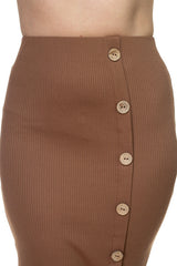 Coconut Button Down Ribbed Skirt