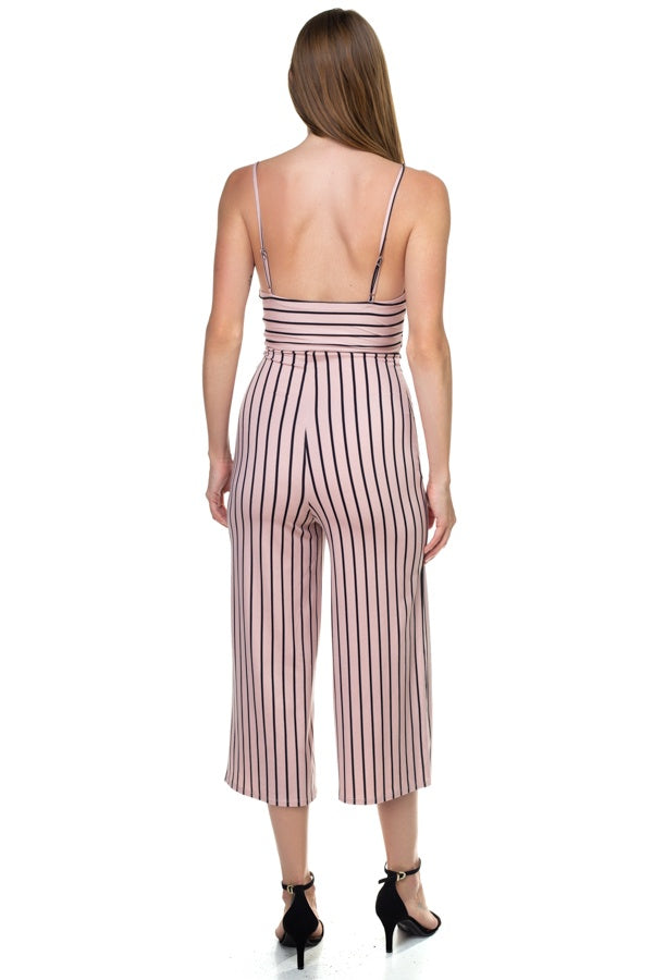 Stripe Sleeveless Jumpsuit