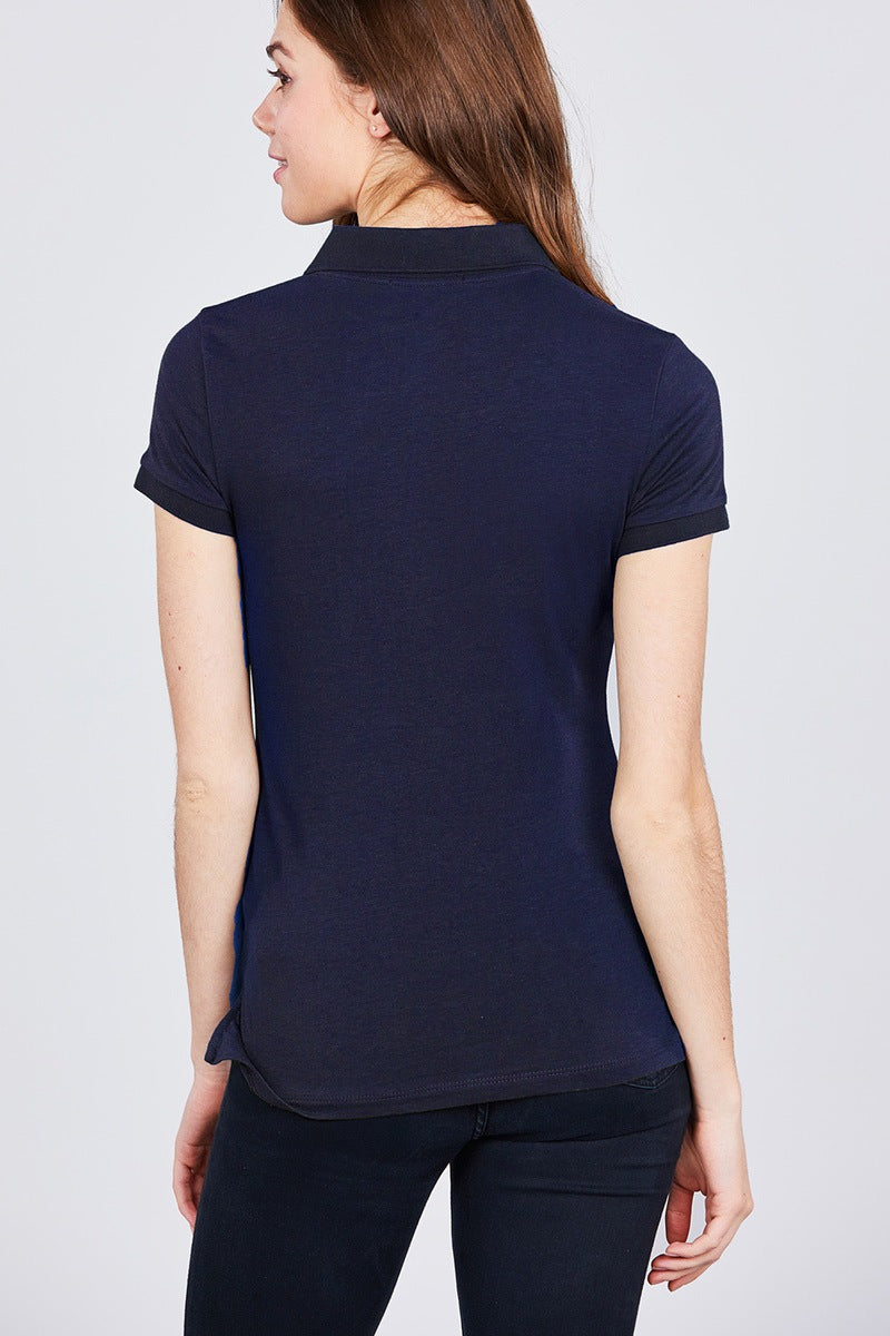 Classic Jersey Spandex Polo Top
