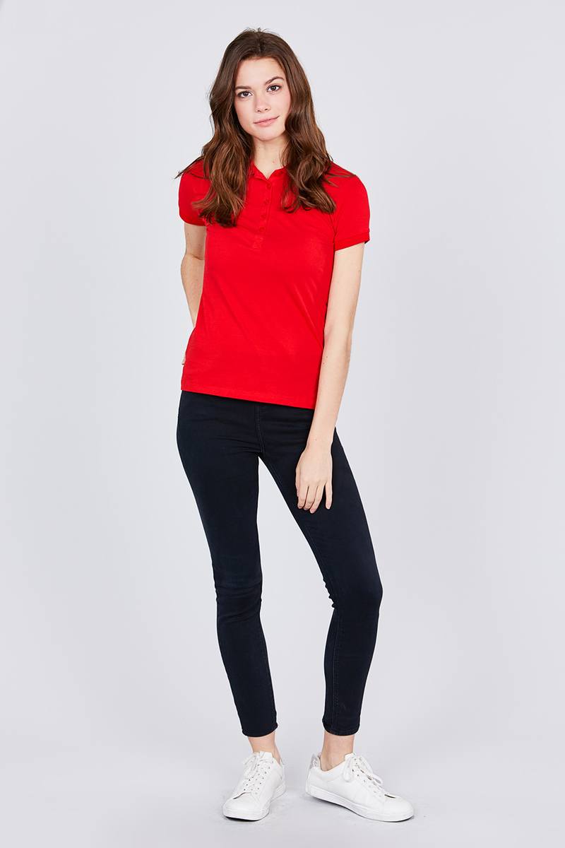 Classic Jersey Spandex Polo Top