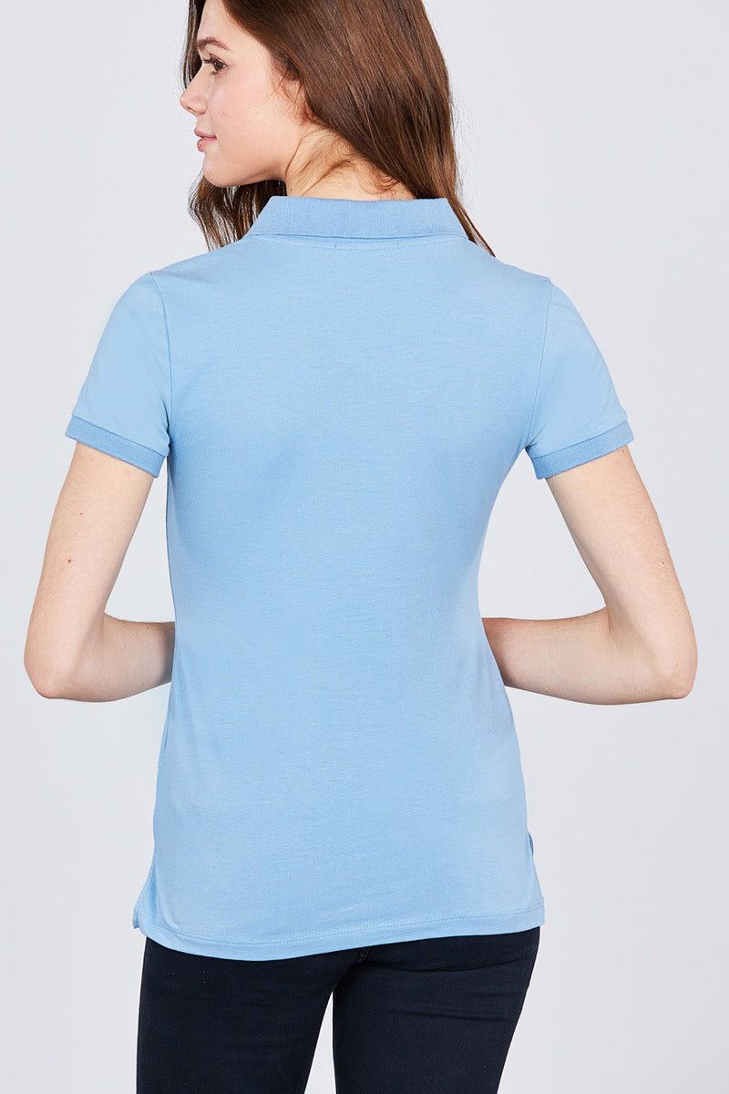 Classic Jersey Spandex Polo Top