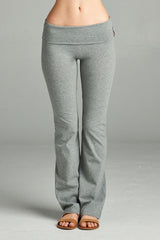 Full Length Leggings With Flare Bottom Detail And Fold Over Waist