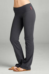 Full Length Leggings With Flare Bottom Detail And Fold Over Waist