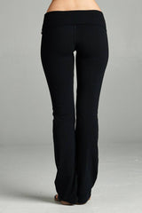 Full Length Leggings With Flare Bottom Detail And Fold Over Waist