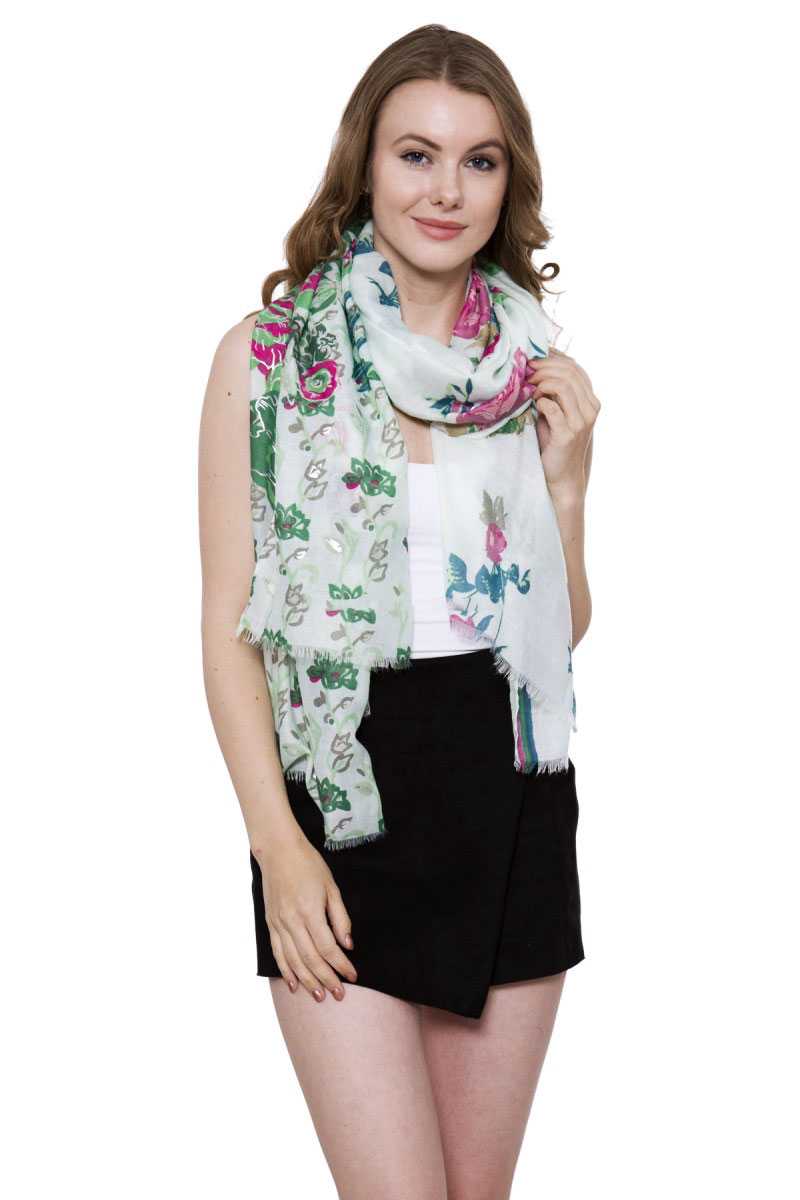 Soft Bold Floral Print Oblong Scarf
