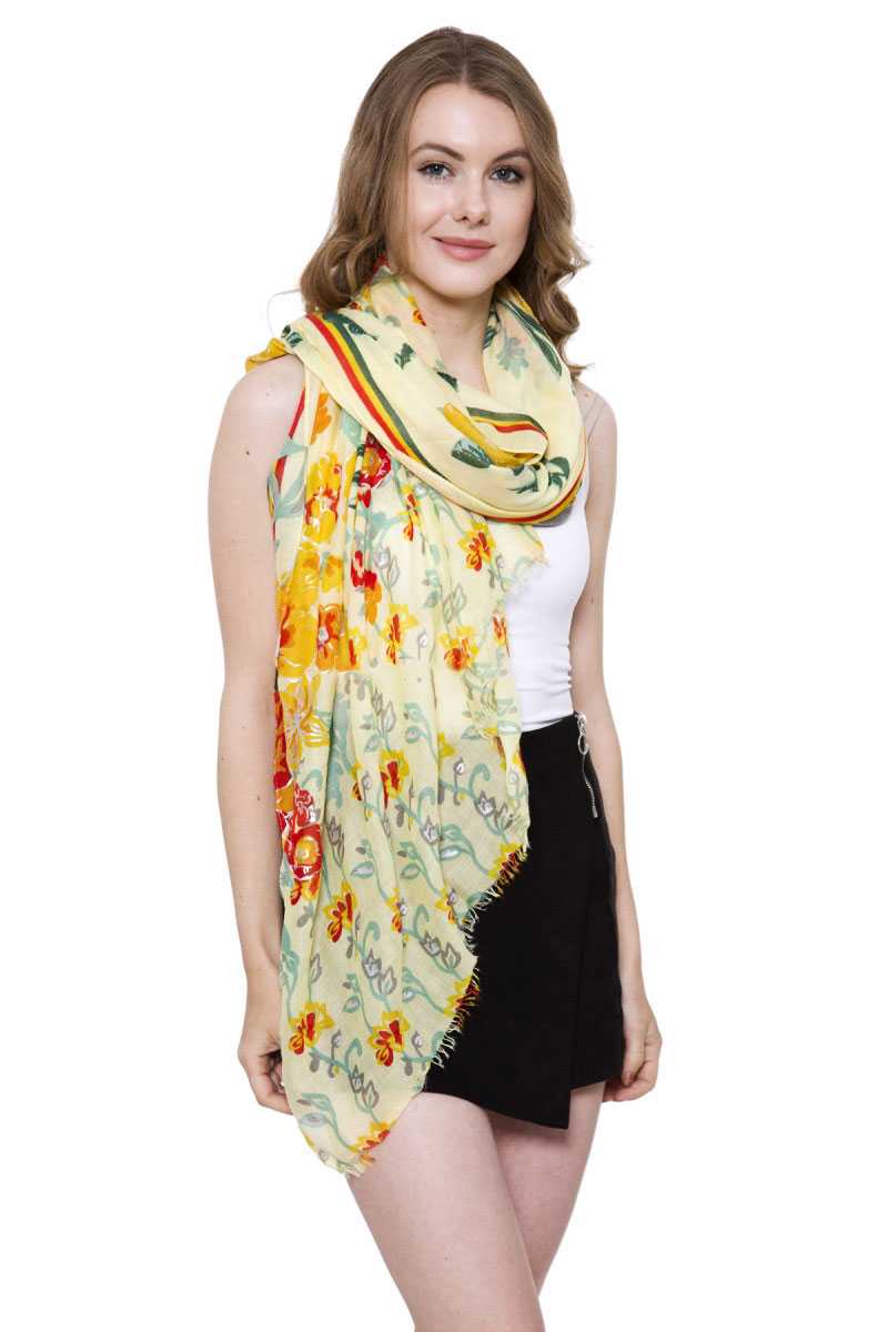 Soft Bold Floral Print Oblong Scarf